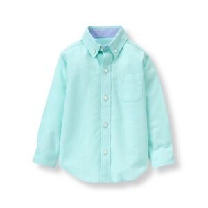 Janie and Jack Boys Mint Green Oxford Button Down Shirt 4 Longsleeve Cotton